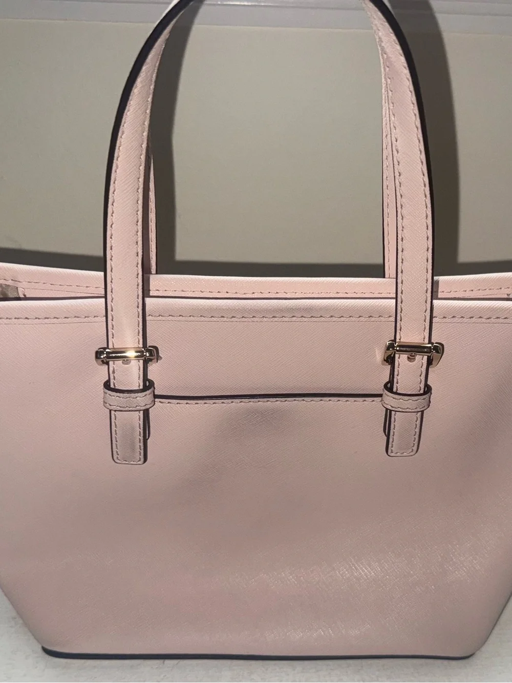 Michael Kors Light Pink Saffiano Leather Tote with Gold Hardware